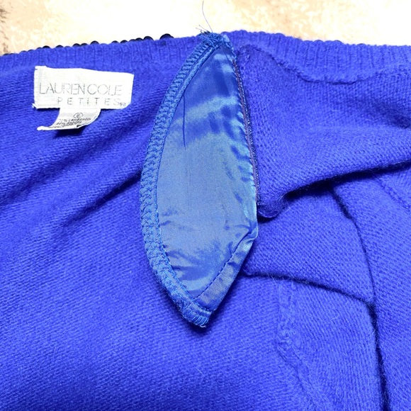 Lauren Cole petite lamb wool angora Cardigan Sweater long sleeves embellished - Picture 13 of 13